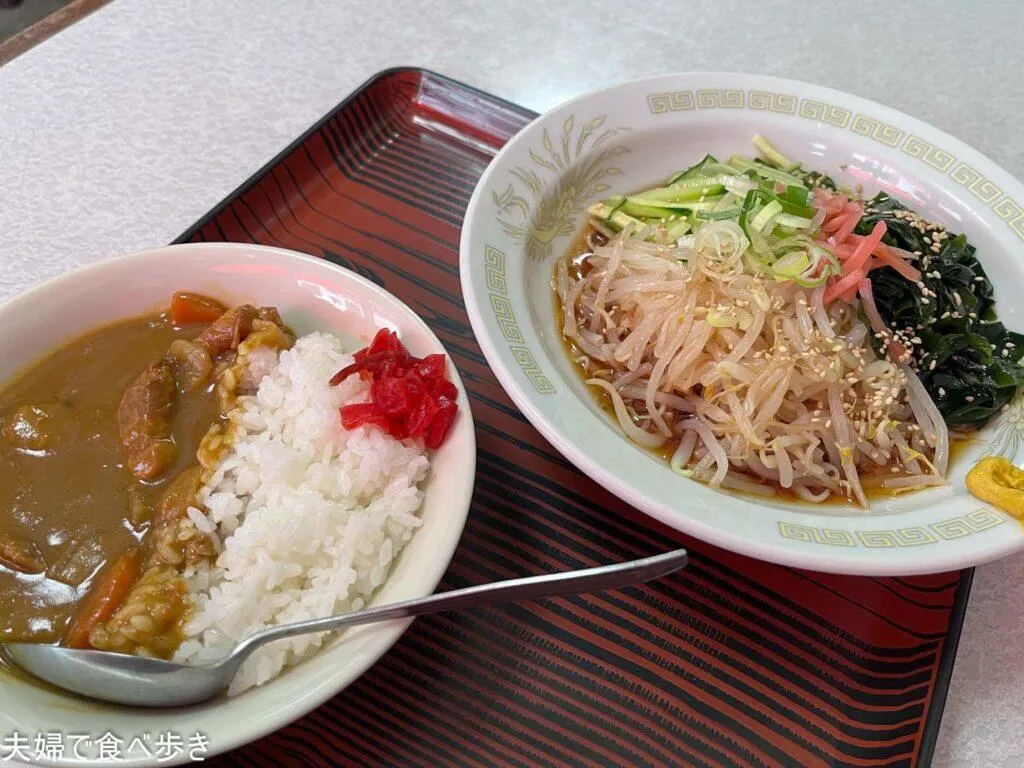 中華アオキ　ワカメ冷やし中華そば　ミニカレー