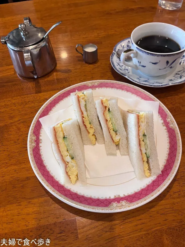 サワダ珈琲　モーニングでサンドイッチ